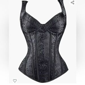 Kimring Sleek Black Patterned Shapewear Corset 1X-4X NWT